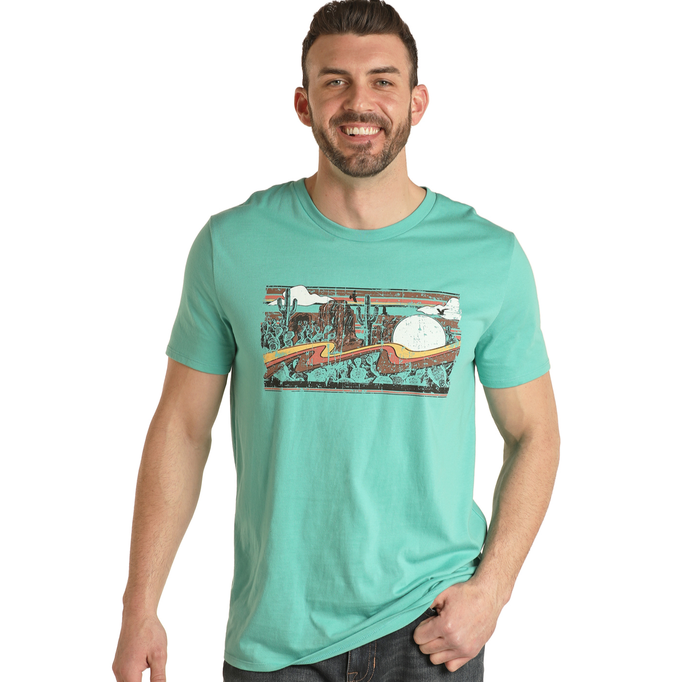 Rock & Roll Cowboy® Unisex Turquoise Graphic T-Shirt RRUT21R0IU