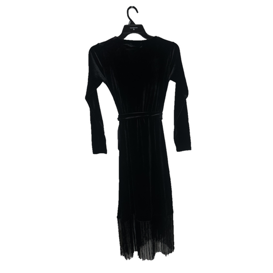 Panhandle Ladies Velvet Fringed Black Wrap Around Dress LWD1R02849
