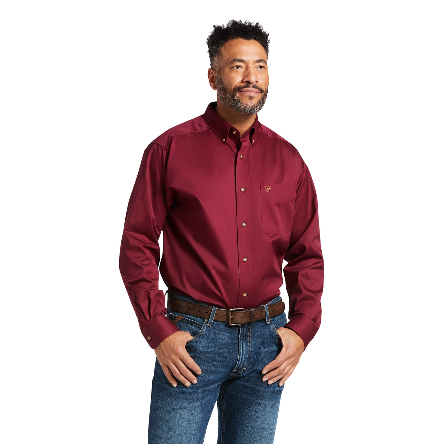 Ariat® Men's Solid Twill Burgundy Long Sleve Button Shirt 10012635