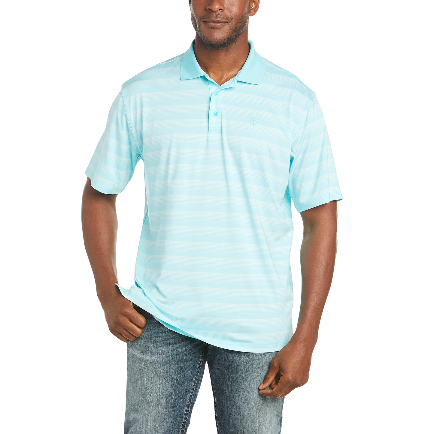 Ariat® Men's FadeTEK 2.0 Button Polo SS Miami Aqua Shirt 10035168