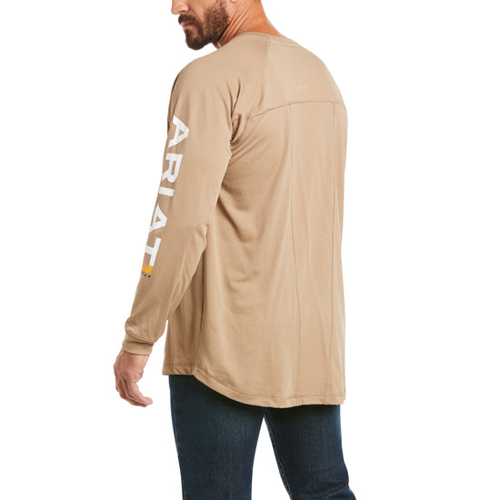 Ariat® Men's Rebar Heat Fighter Long Sleeve Khaki T-Shirt 10031030