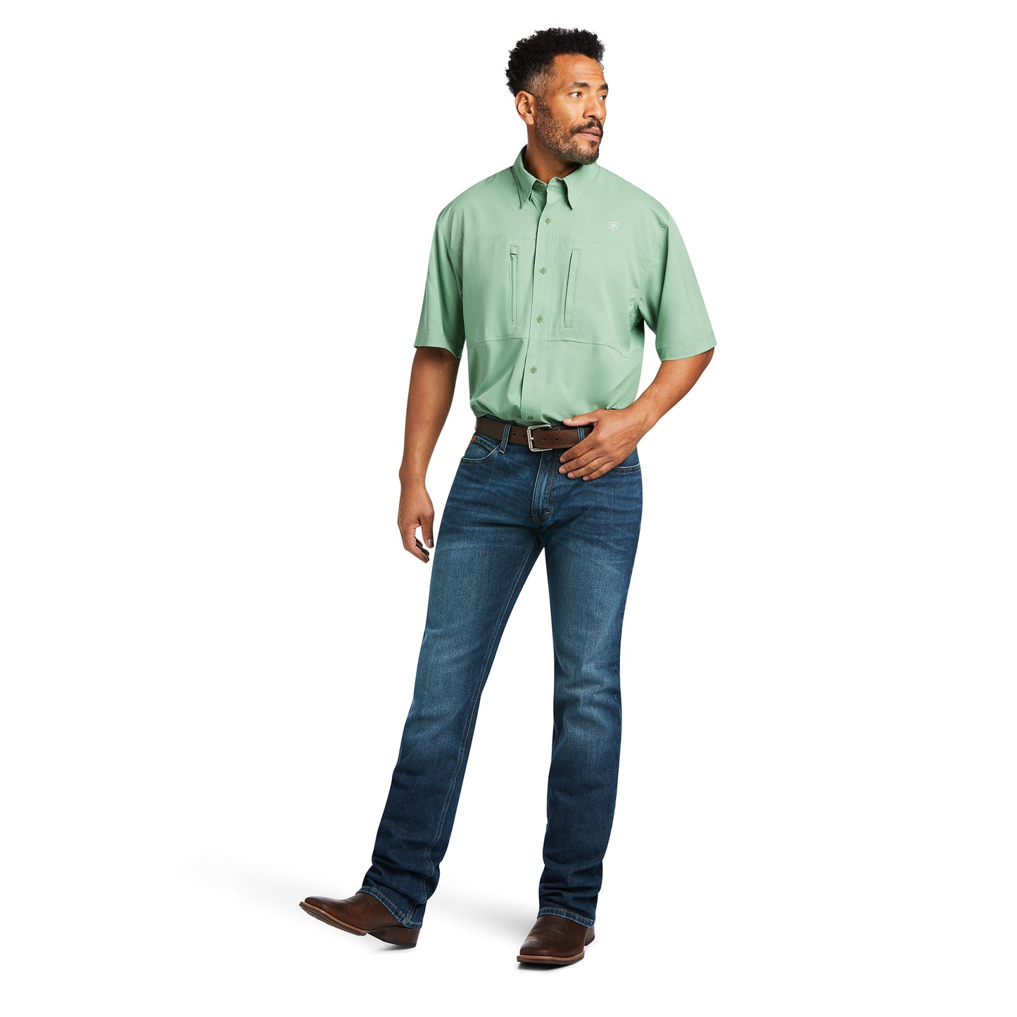 Ariat Men's Venttek Classic Turf Green Short Sleeve Shirt 10039373