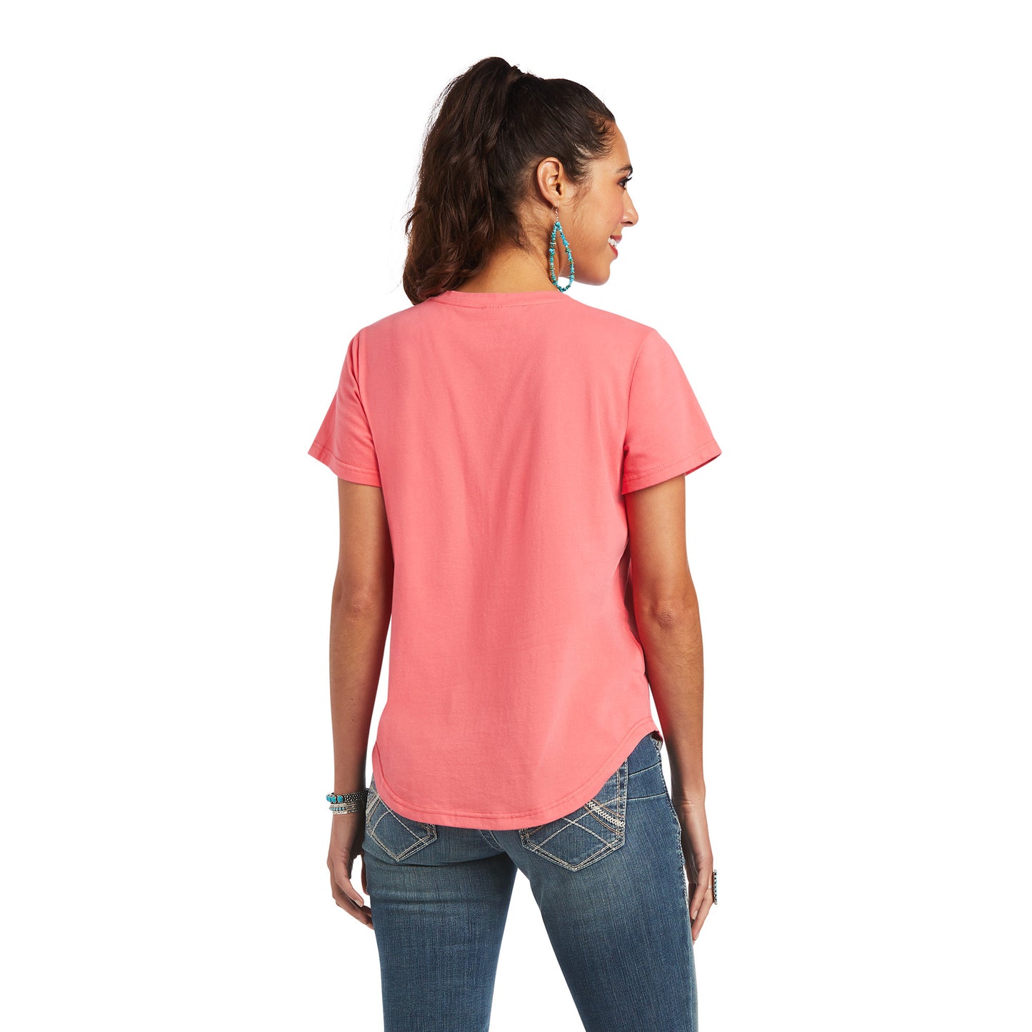 Ariat Ladies Coming Up Roses Short Sleeve Coral Paradise T-Shirt 10040507