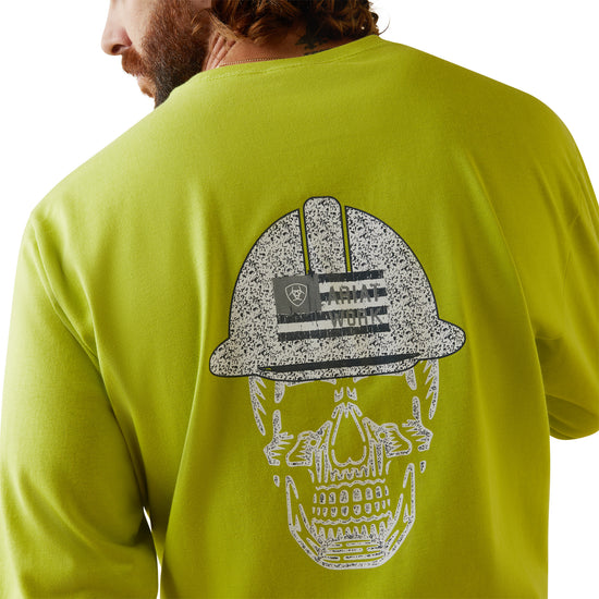 Ariat Men's FR Roughneck Skull Logo Bright Lime Work Shirt 10043590