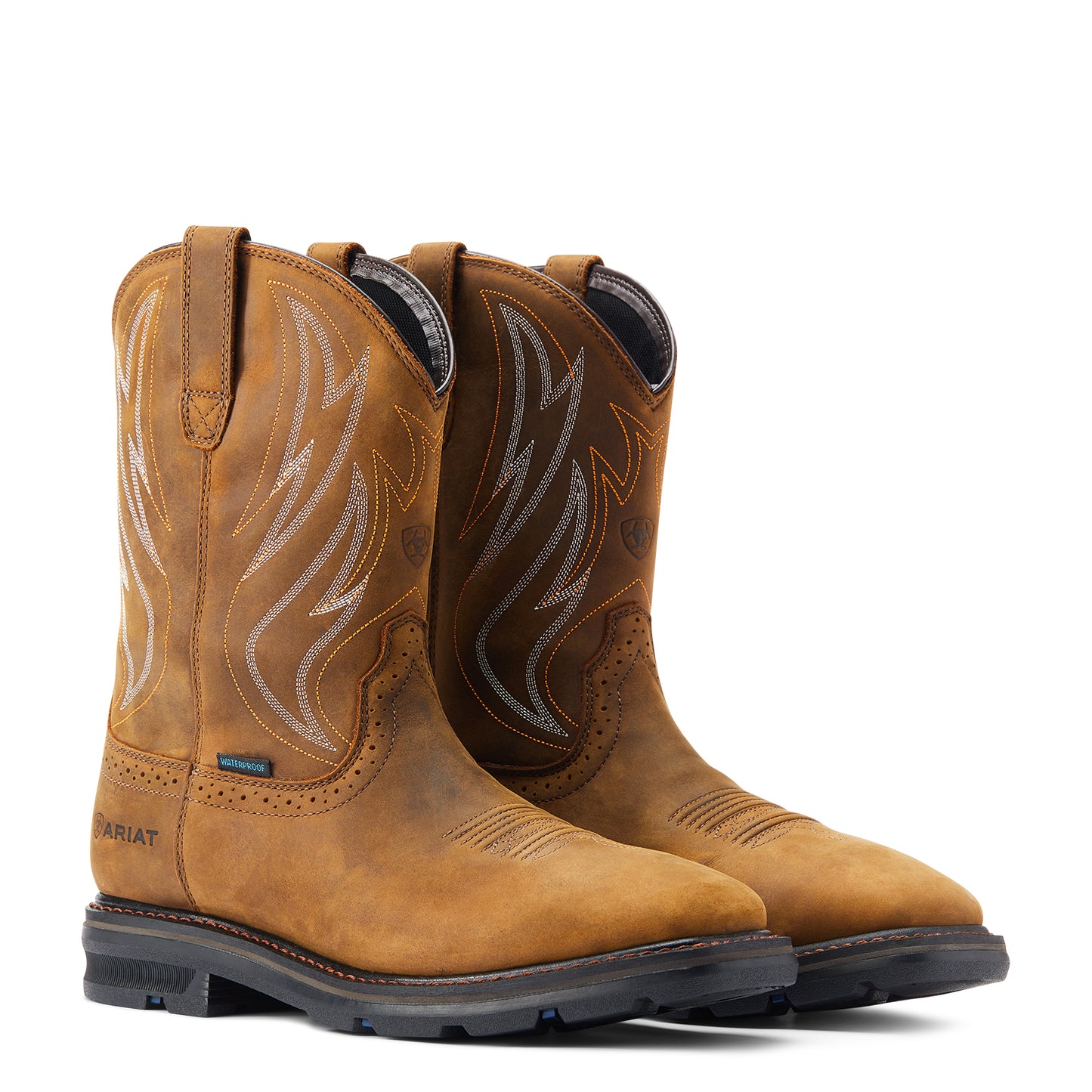 Ariat Men's Sierra Shock Shield Brown Waterproof Work Boots 10044545