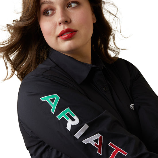 Ariat Ladies R.E.A.L Mexico Flag Graphic Black Button Down Shirt 10043552