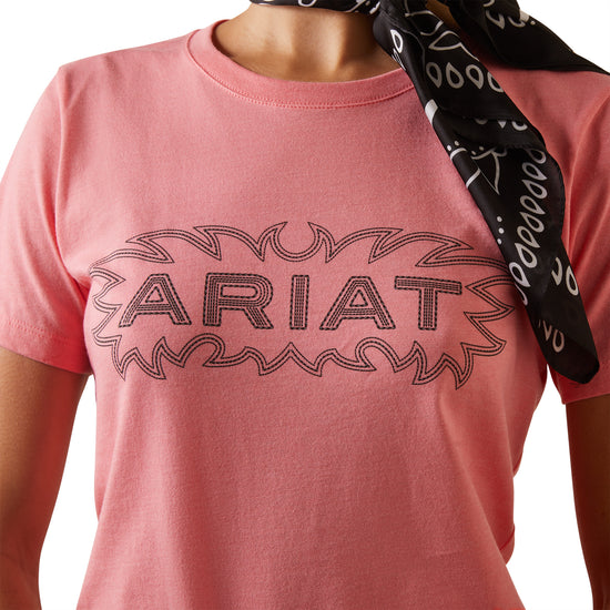Ariat Ladies Stitch Logo Graphic Coral Heather T-Shirt 10044604