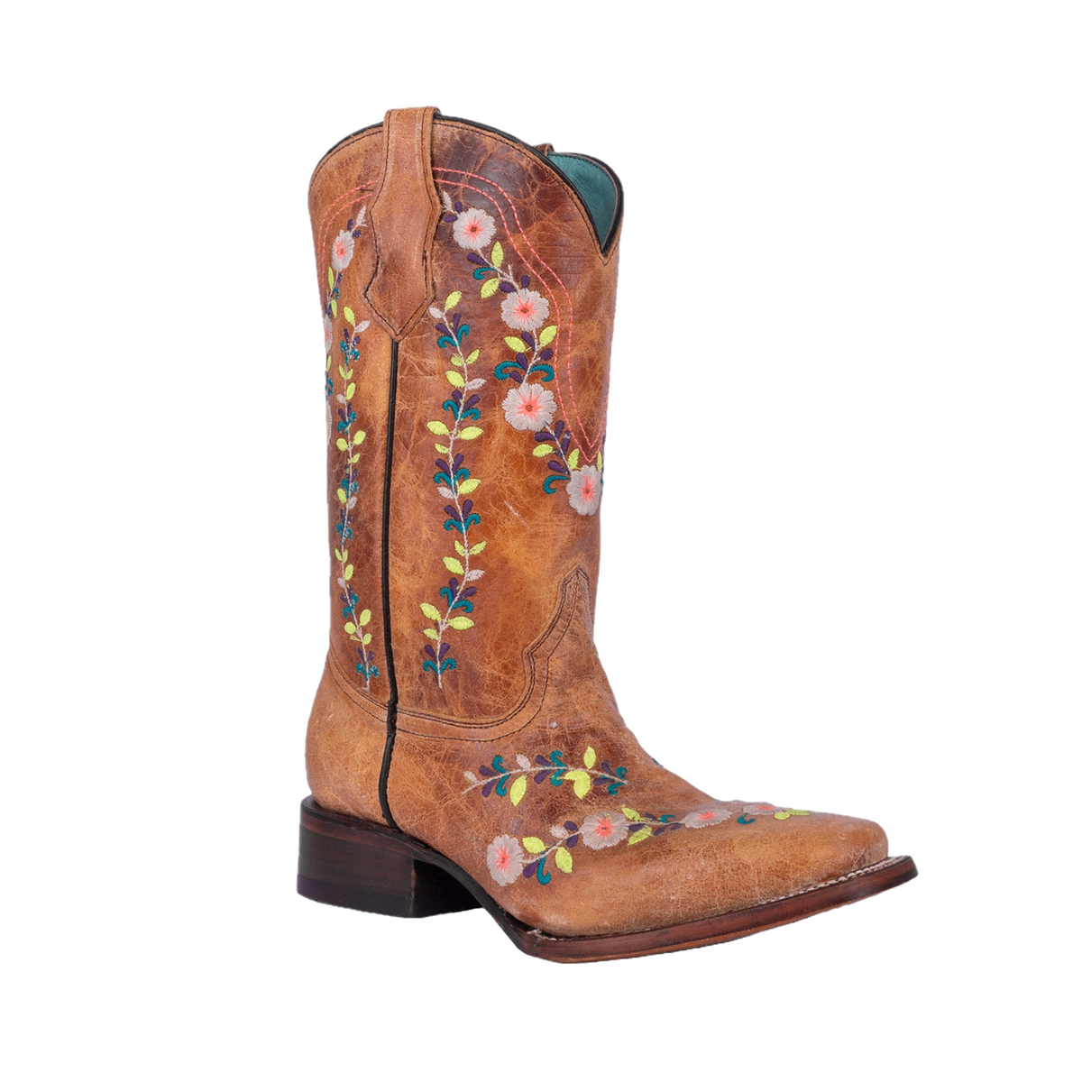 Circle G Girls Floral & Honey Embroidered Square Toe BootsT0161 Wild