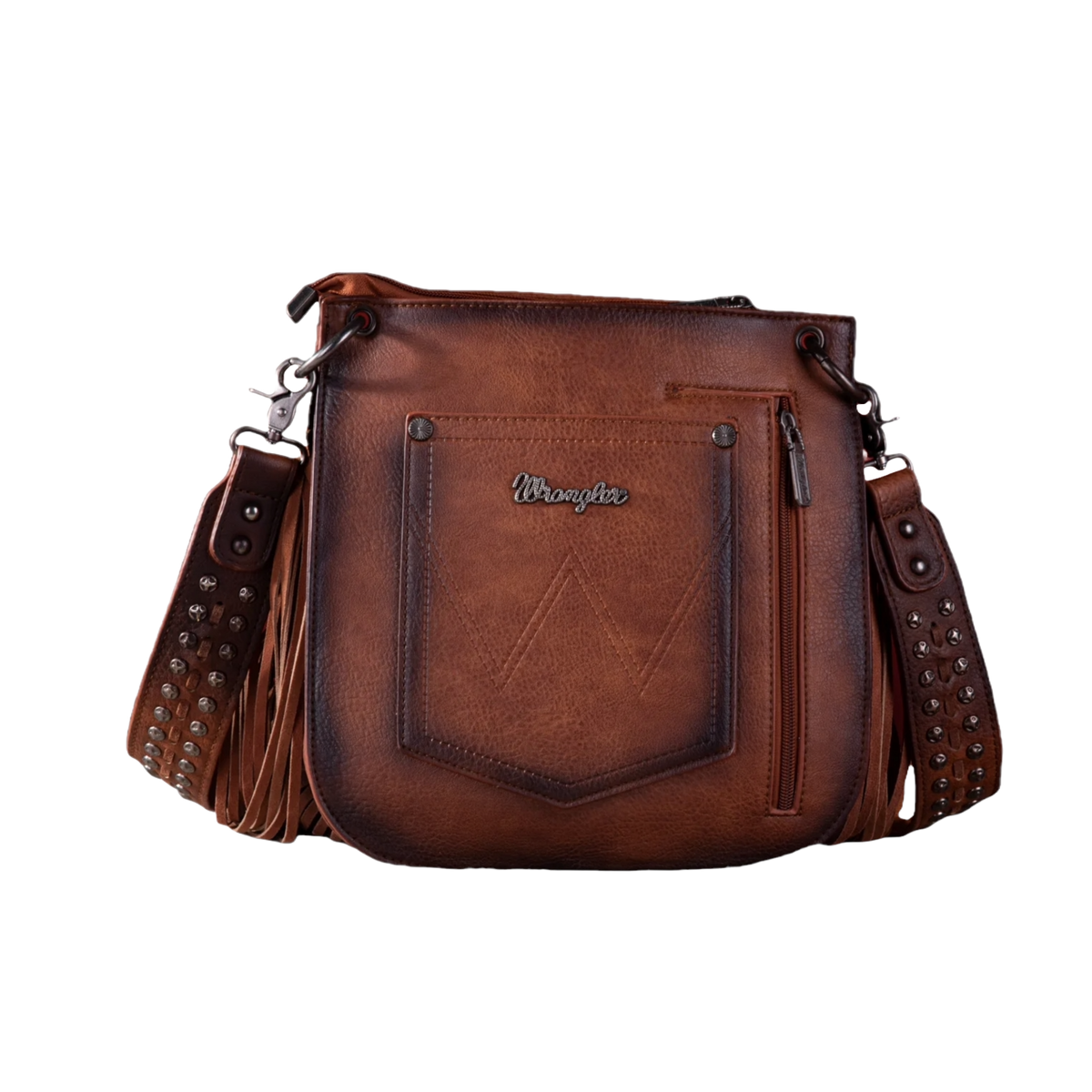 Montana West Ladies Wrangler Rivet Brown Crossbody Purse WG65-G2003BR