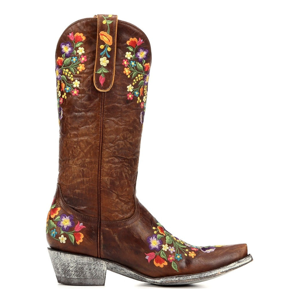 Old Gringo Sora 13" Multicolor Floral Embroidery Boots - Brass L841-3 - Wild West Boot Store