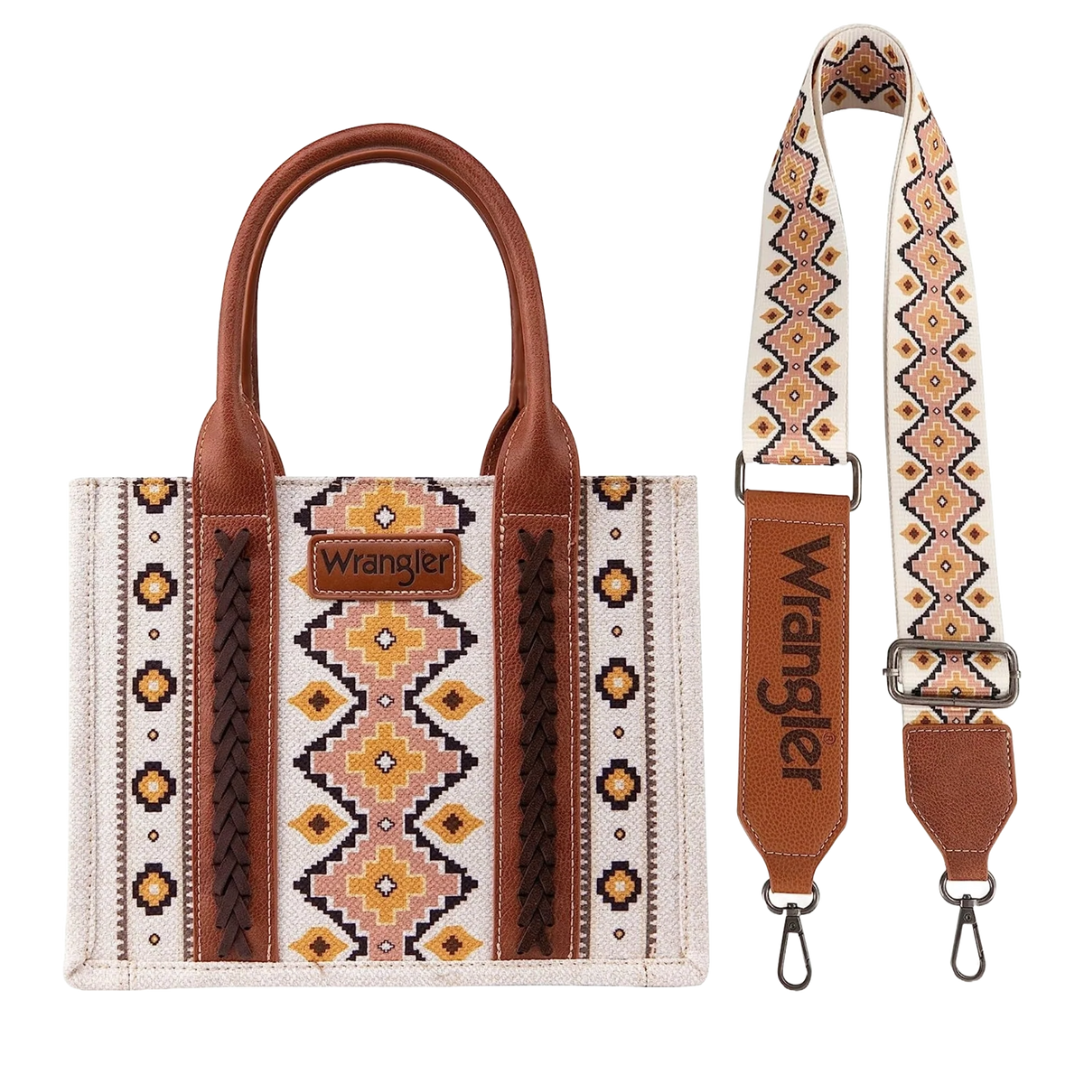 Wrangler Ladies Southwestern Small Brown Crossbody Tote Bag WG2202-812
