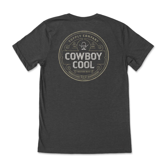 Cowboy Cool Men's Signet Dark Grey Heather Short Sleeve T-Shirt T140