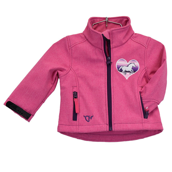 Cowgirl Hardware Girl's Serape Heart Horse Pink Poly Shell Jacket 892252-153