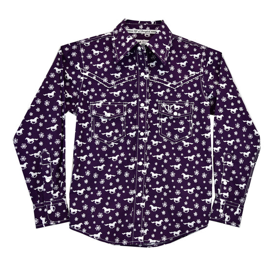 Cowgirl Hardware Girl's Daisy Rider Purple Snap Shirt  425519-191-K