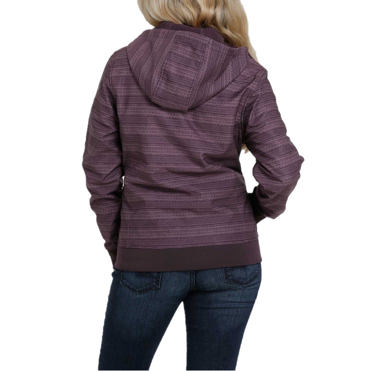 Cinch Ladies Logo Bonded Purple Striped Hooded Jacket MAJ9837002