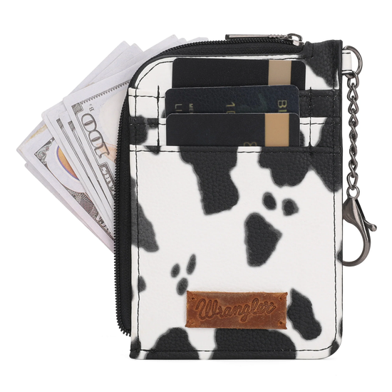 Wrangler Ladies Cow Print Black Mini Zip Card WG133-W005BK