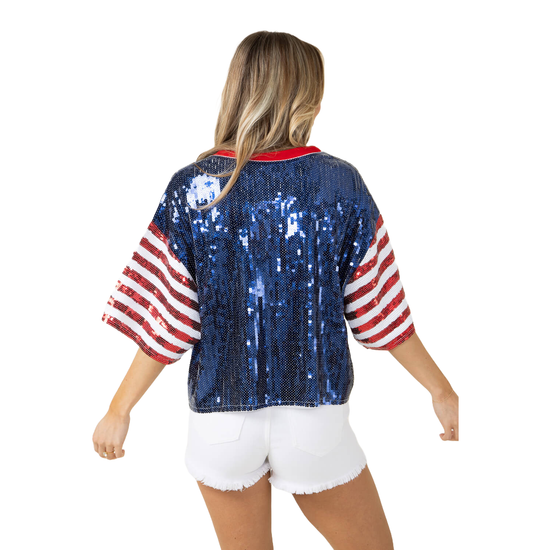 Simply Southern Ladies USA Red & Blue Sequin T-Shirt 0124-TOP-SQN-USA