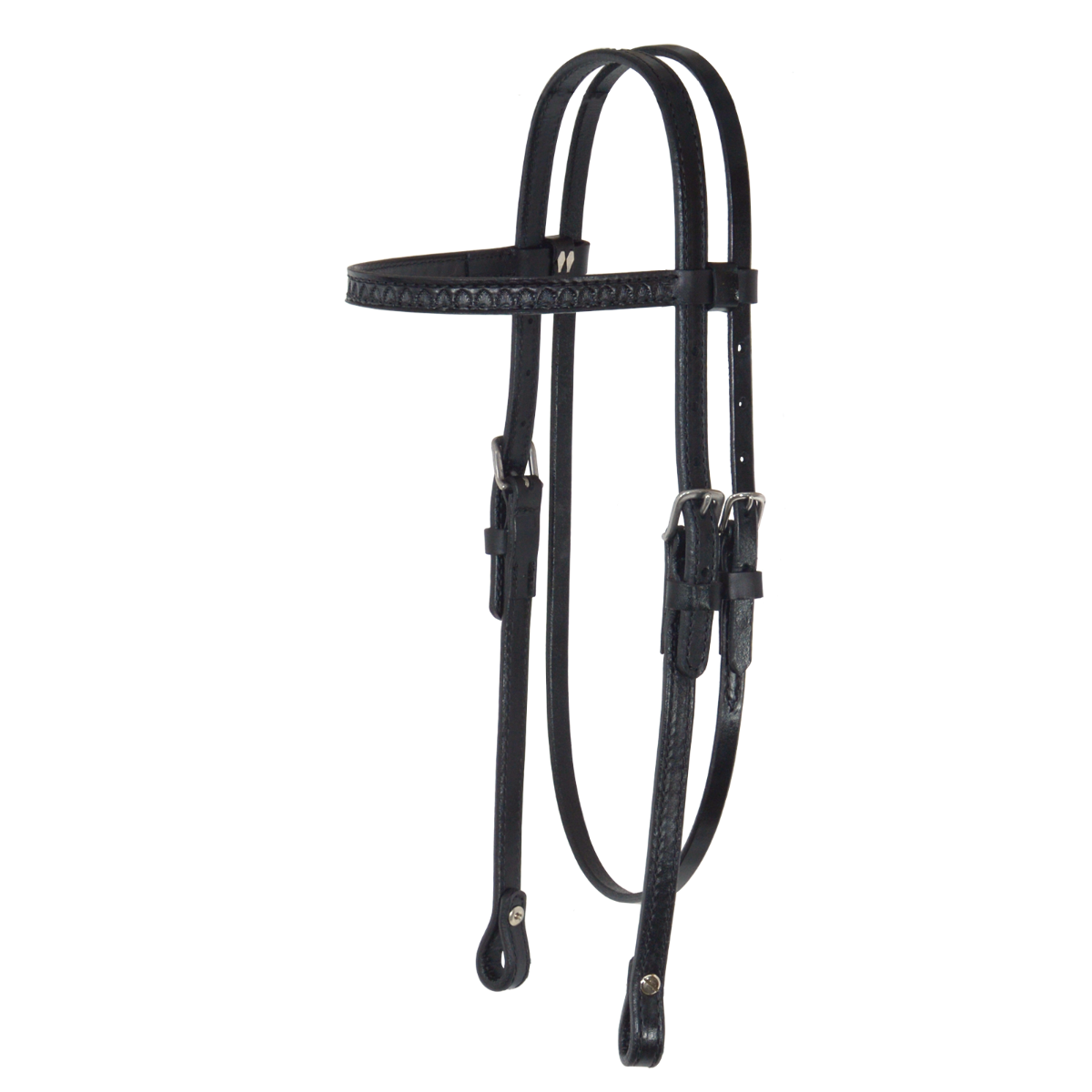 Circle Y Shell Tooled Browband Headstall Black