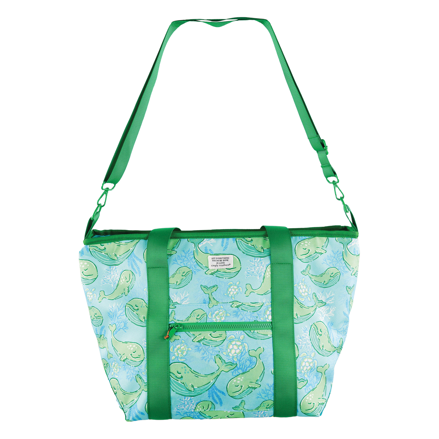 Simply Southern Whales Green Cooler Tote Bag 0125-BAG-COOLER-TOTE-WHALE