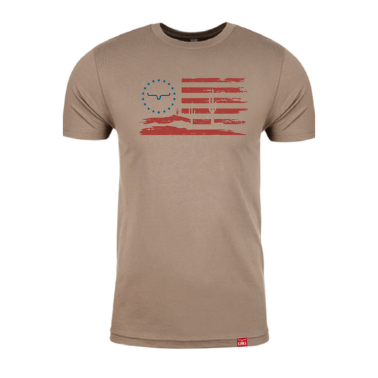 Kimes Ranch Faded Glory USA Tan Western T-Shirt MSH0000166-BE002