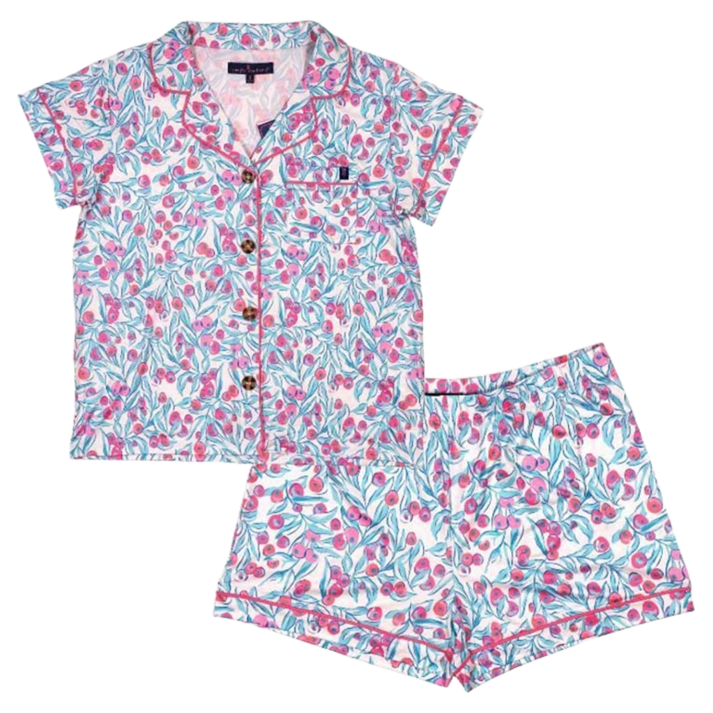 Simply Southern Ladies Abstract Pink & Blue Button Down Pajama Set 0124-PJ-SET-BTN-ABSTRCT