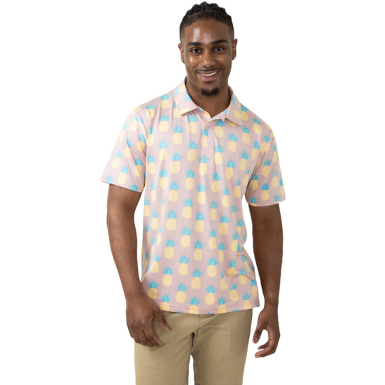 Simply Southern Men's Pineapple Light Pink Polo Shirt 0124-MN-POLO-PTTN-PINE