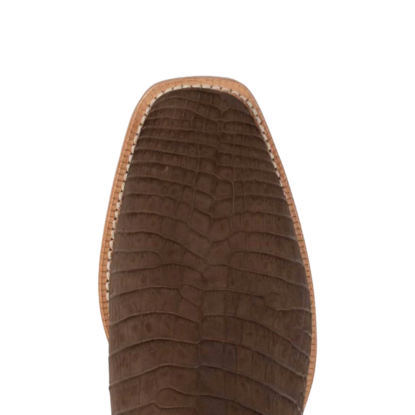 R. Watson Men's Mocha & Indian Orange Sueded Nile Crocodile Square Toe Boots RW9011