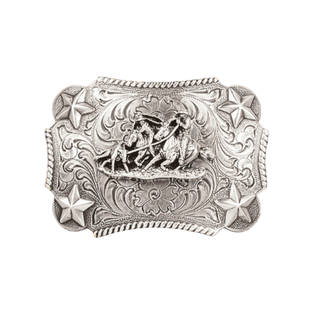 Nocona Youth Team Roper Silver Stars Rectangular Belt Buckle 3603011