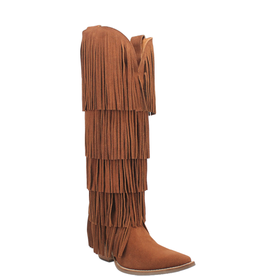 Dingo Ladies Wild Child Fringe Brown Suede Western Boot DI276-BN