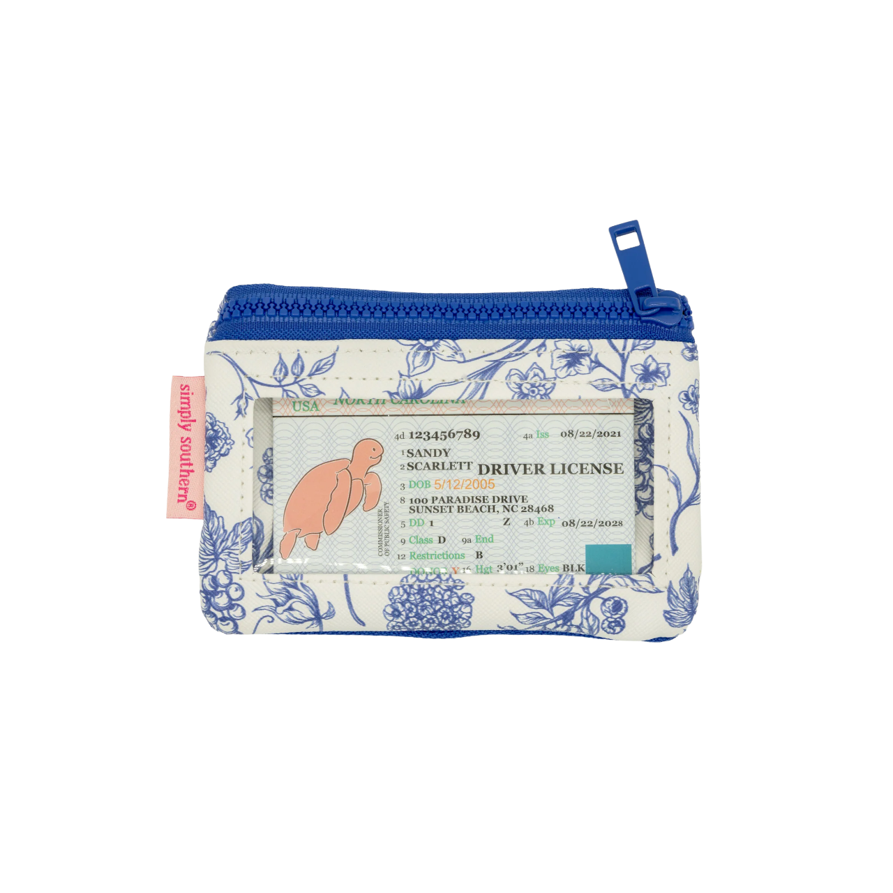 Simply Southern Ladies White & Blue Floral Keychain ID Wallet 0225-BAG-IDWLT-BLMS