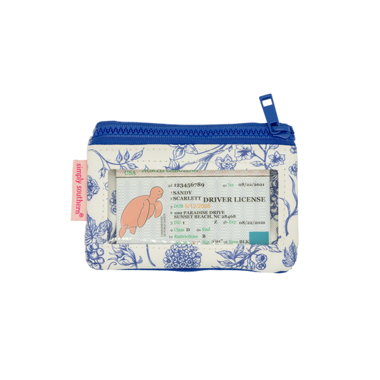 Simply Southern Ladies White & Blue Floral Keychain ID Wallet 0225-BAG-IDWLT-BLMS