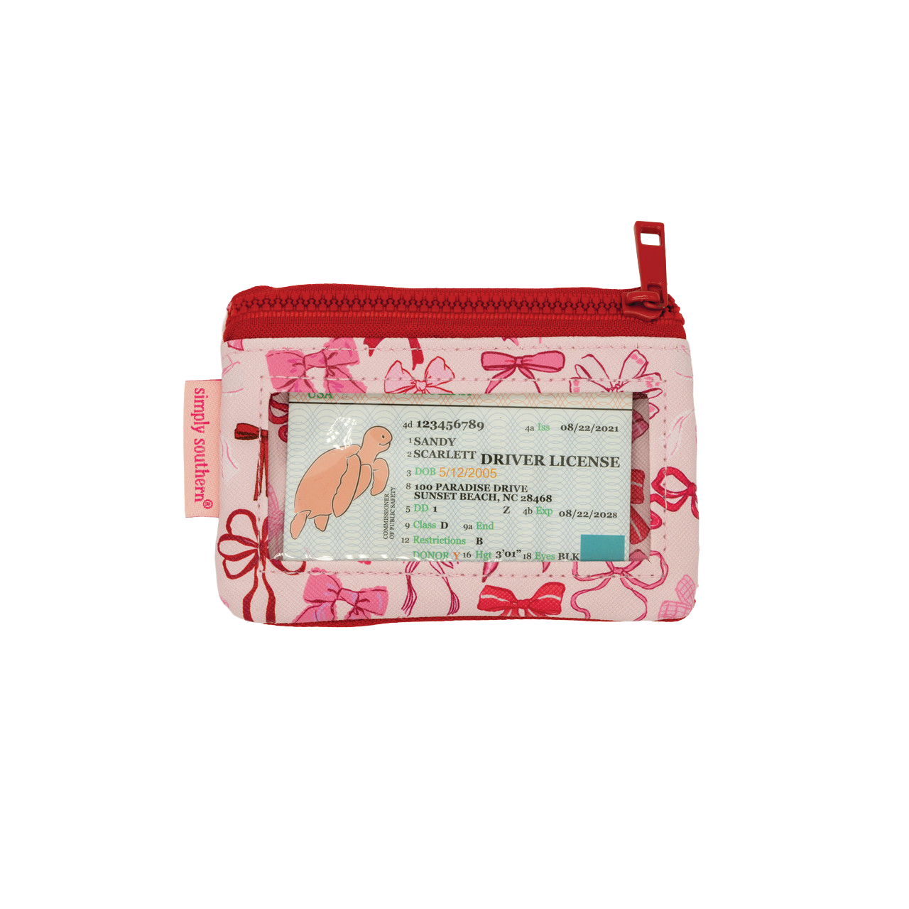 Simply Southern Ladies Pink & Red Bow Keychain ID Wallet 0225-BAG-IDWLT-BOW