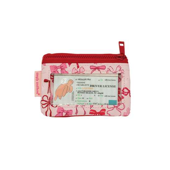 Simply Southern Ladies Pink & Red Bow Keychain ID Wallet 0225-BAG-IDWLT-BOW