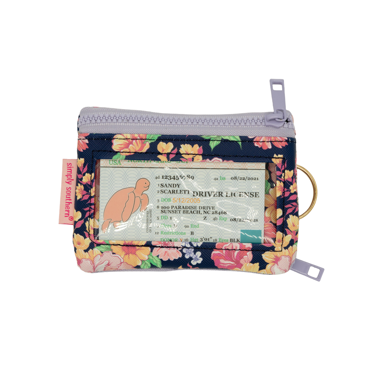 Simply Southern Ladies Dark Blossom Floral Keychain ID Wallet 0225-BAG-IDWLT-DKBLM