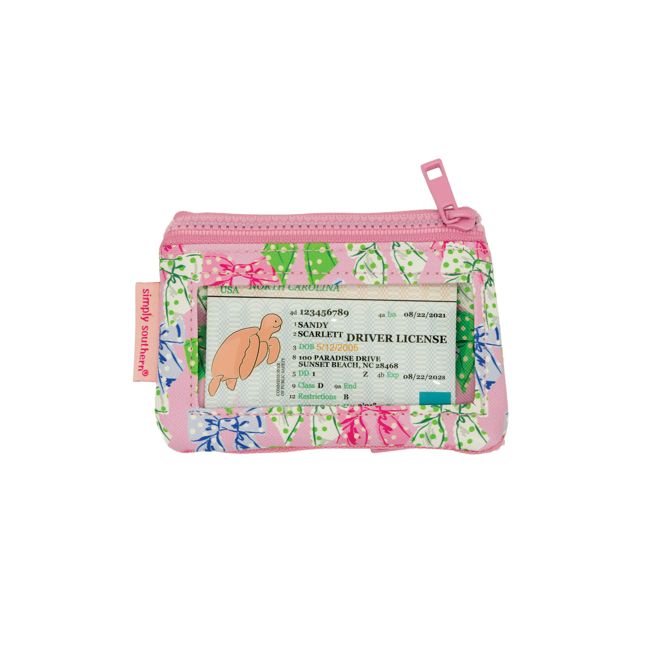 Simply Southern Ladies Pink Dots & Bows Keychain ID Wallet 0225-BAG-IDWLT-DOTS
