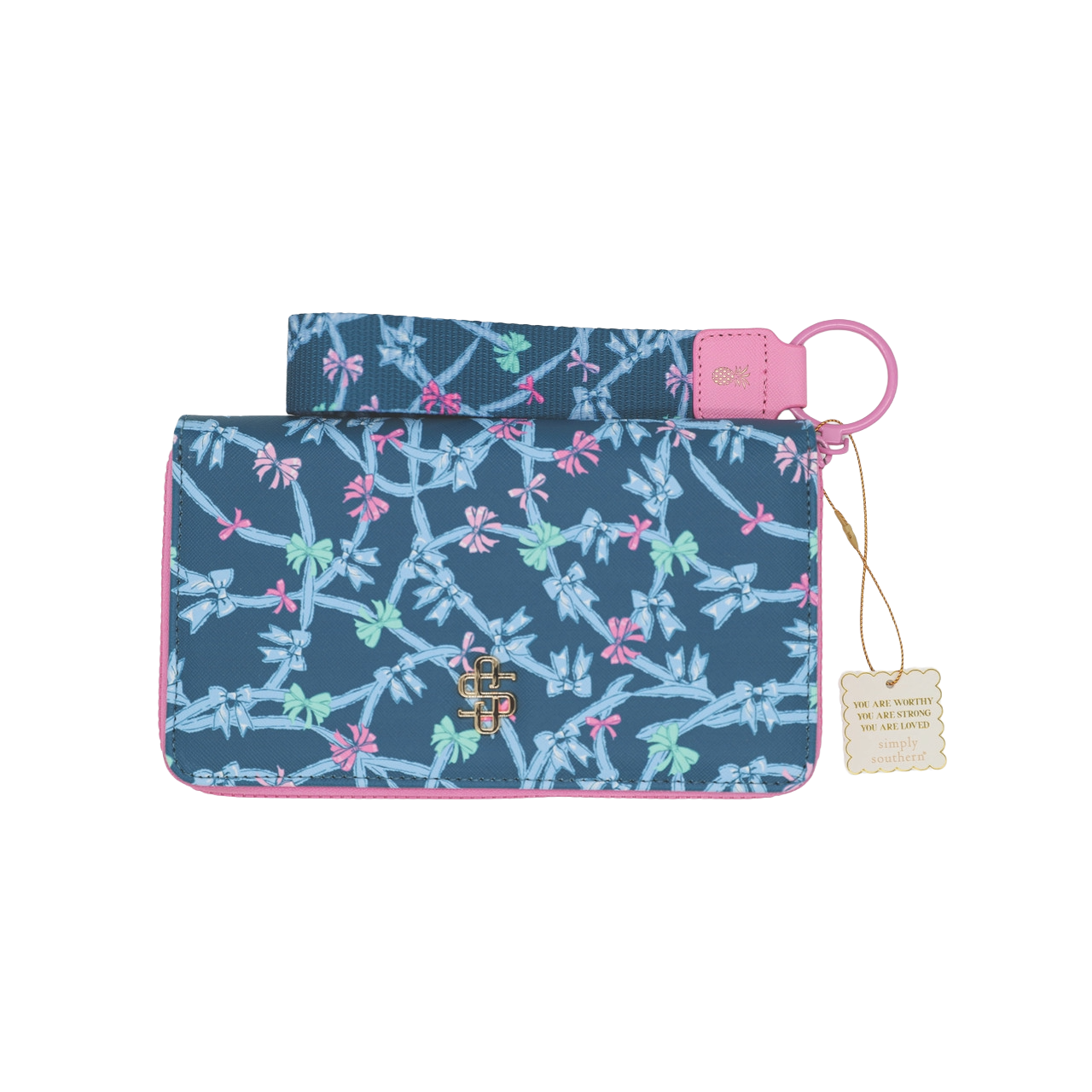 Simply Southern Blue & Pastel Ribbons Phone Wallet / Wristlet 0225-BAG-WLT-RBBN