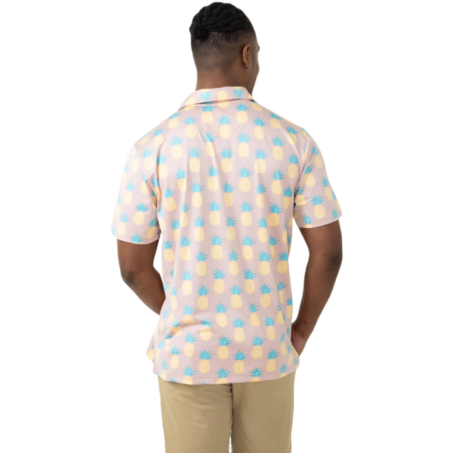 Simply Southern Men's Pineapple Light Pink Polo Shirt 0124-MN-POLO-PTTN-PINE