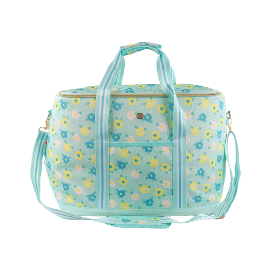 Simply Southern Flower Aqua Blue Cooler Tote Bag 0124-COOLER-TOTE-FLWR