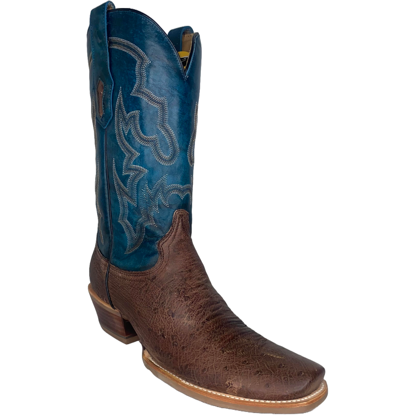 Corral Men's Brown & Navy Smooth Ostrich Horseman Toe Boots A4402