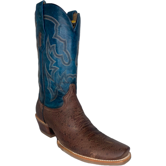 Corral Men's Brown & Navy Smooth Ostrich Horseman Toe Boots A4402