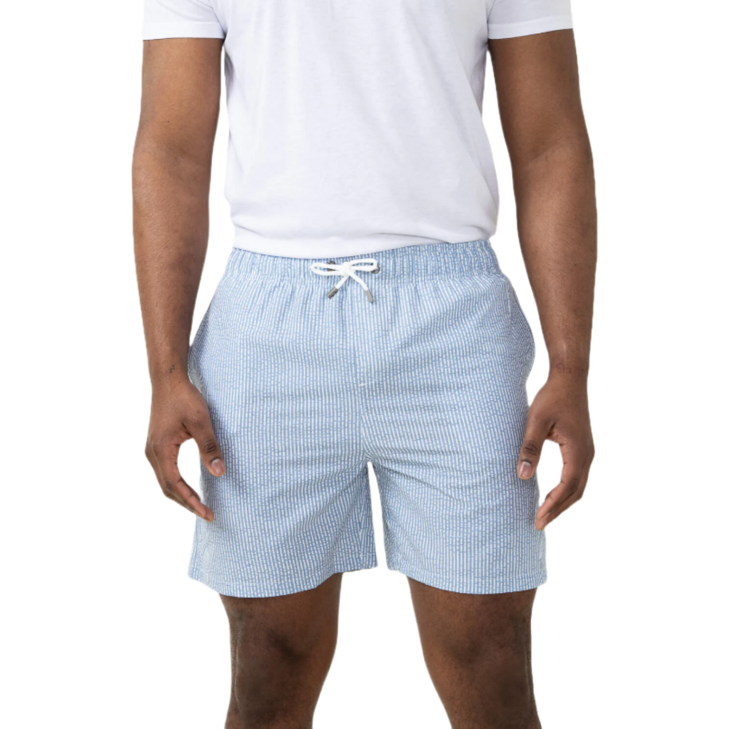 Simply Southern Men's Denim Blue Seersucker Swim Shorts 0124-MN-SWIMSHORT-DENIM