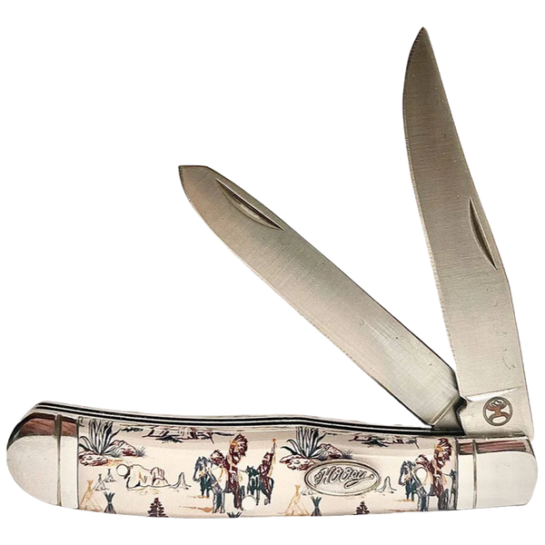 Hooey Chief Cream Large Double Blade Trapper Knife HK136 Hooey Chief Cream Large Double Blade Trapper Knife HK136