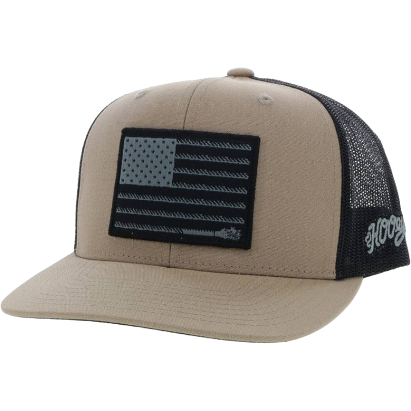 Hooey Liberty Roper 6-Panel Tan & Black Trucker Cap 2210T-TNBK