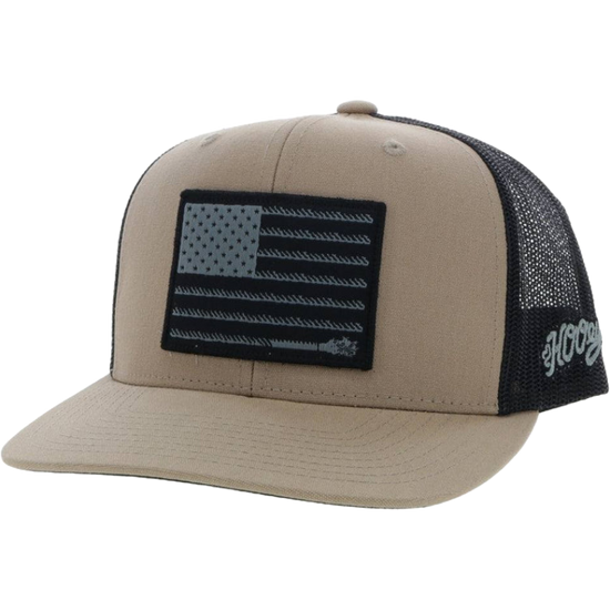 Hooey Liberty Roper 6-Panel Tan & Black Trucker Cap 2210T-TNBK