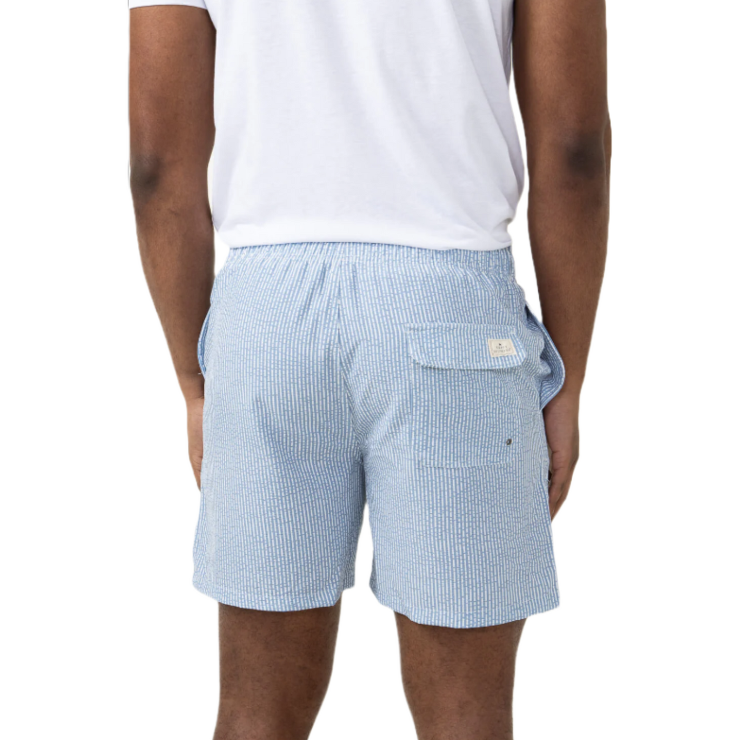 Simply Southern Men's Denim Blue Seersucker Swim Shorts 0124-MN-SWIMSHORT-DENIM