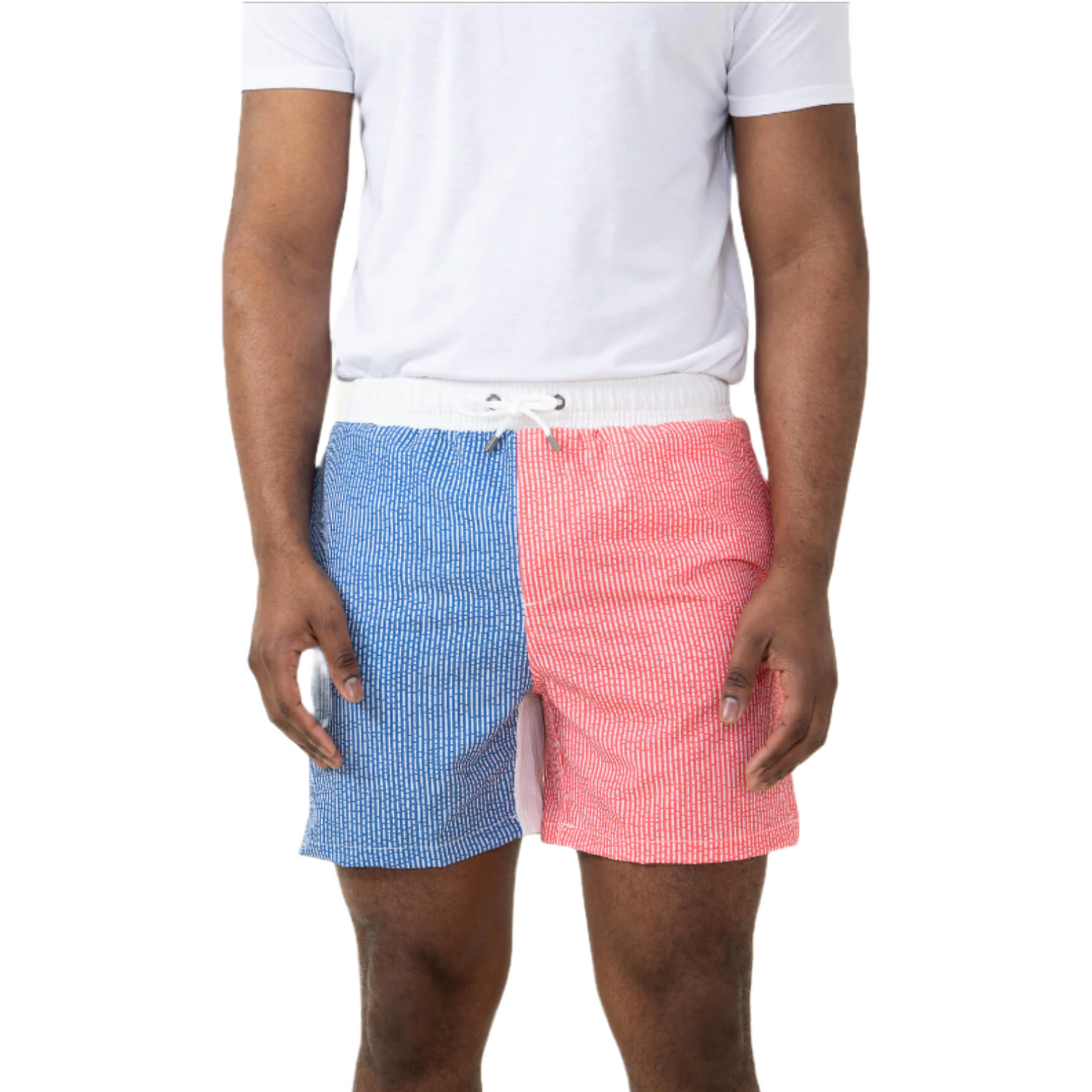 Simply Southern Men's Red & Blue Colorblock Swim Shorts 0124-MN-SWIMSHORT-RED