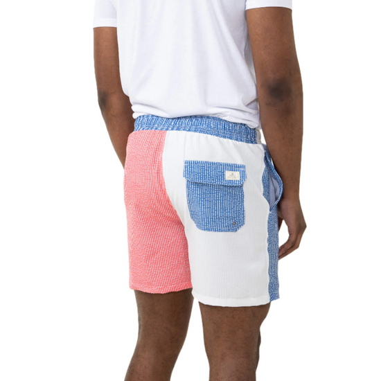 Simply Southern Men's Red & Blue Colorblock Swim Shorts 0124-MN-SWIMSHORT-RED
