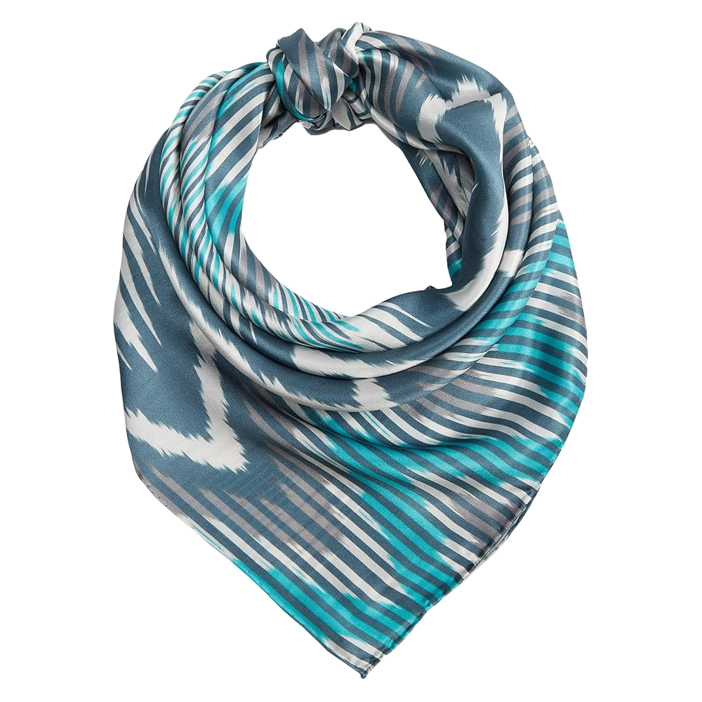M&F Ladies Turquoise Chevron Silk Wild Rag Scarf 0906233