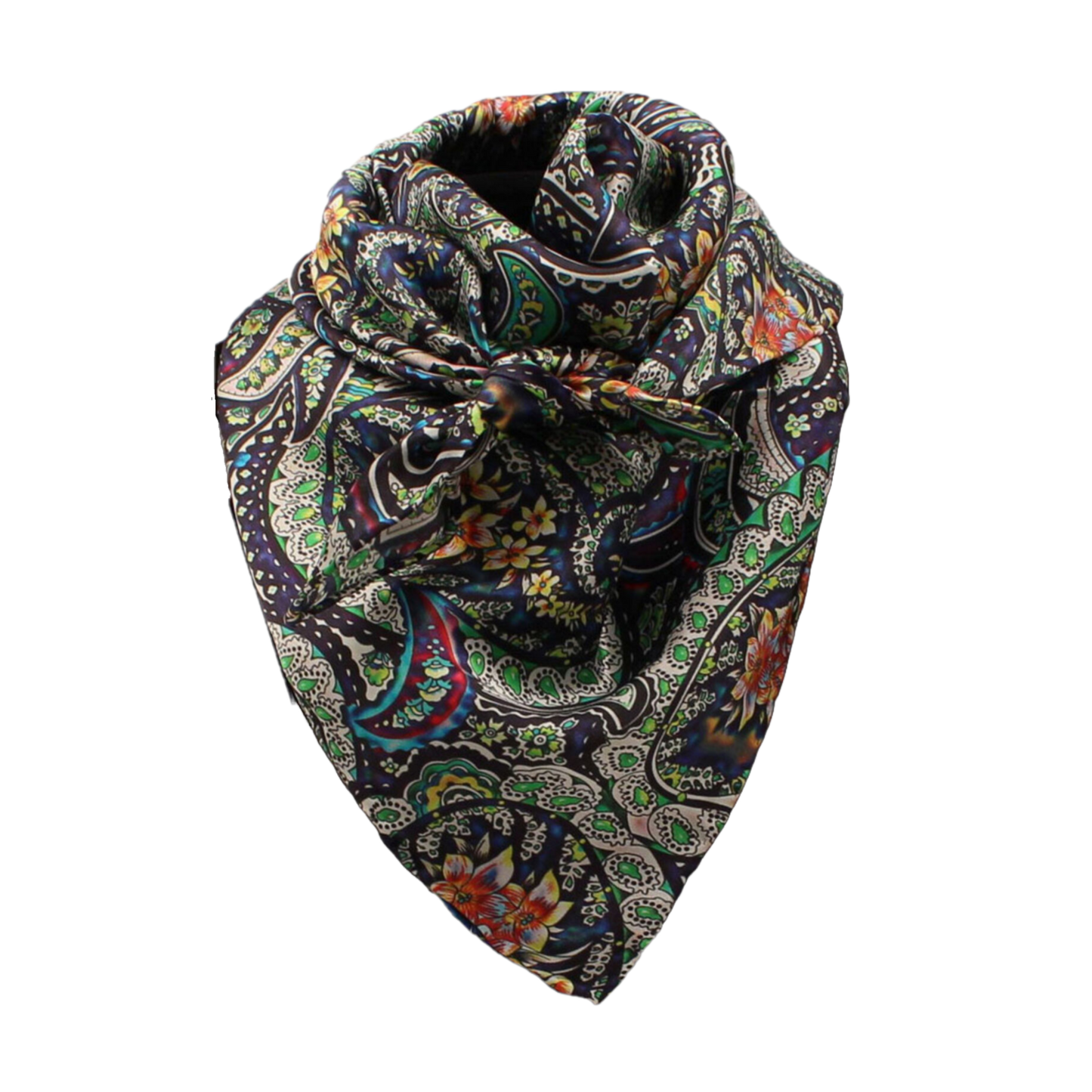 M&F Ladies Bright Floral & Scrolling Silk Wild Rag Scarf 0906697