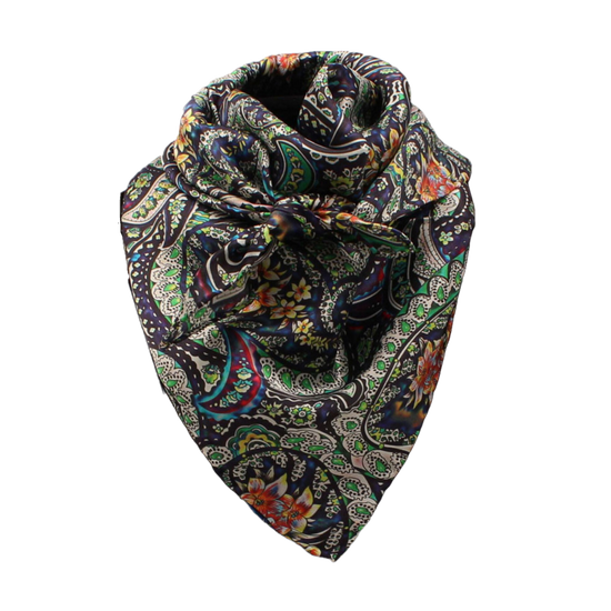 M&F Ladies Bright Floral & Scrolling Silk Wild Rag Scarf 0906697
